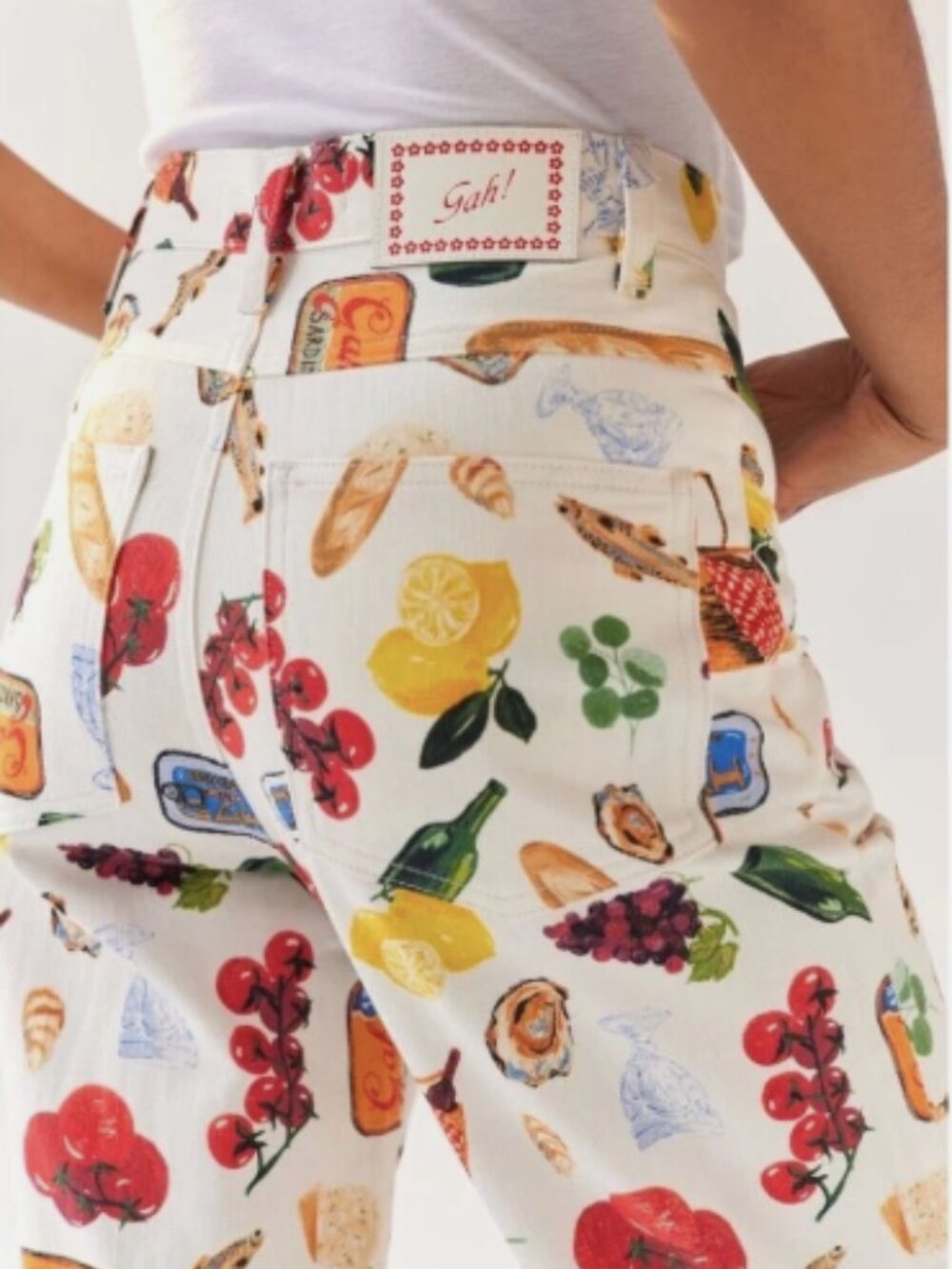 Lisa Says Gah Italian Summer Print Robyn Jeans Pants Trousers Denim Food, Size 2 - Picture 2 of 9